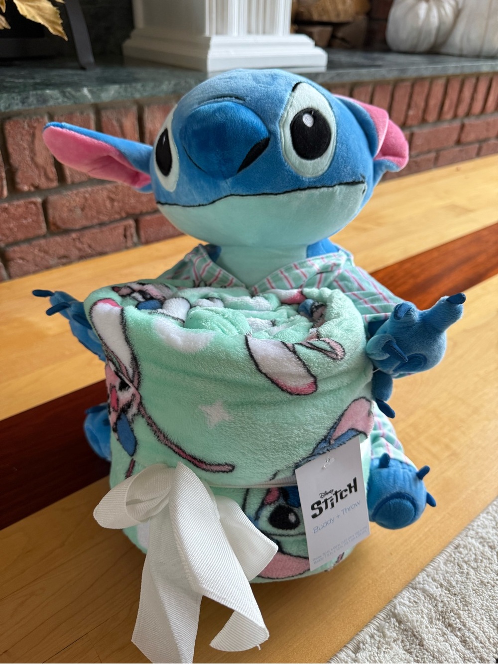 Disney Blue Stitch Plush with Mint Green and Pink Accents